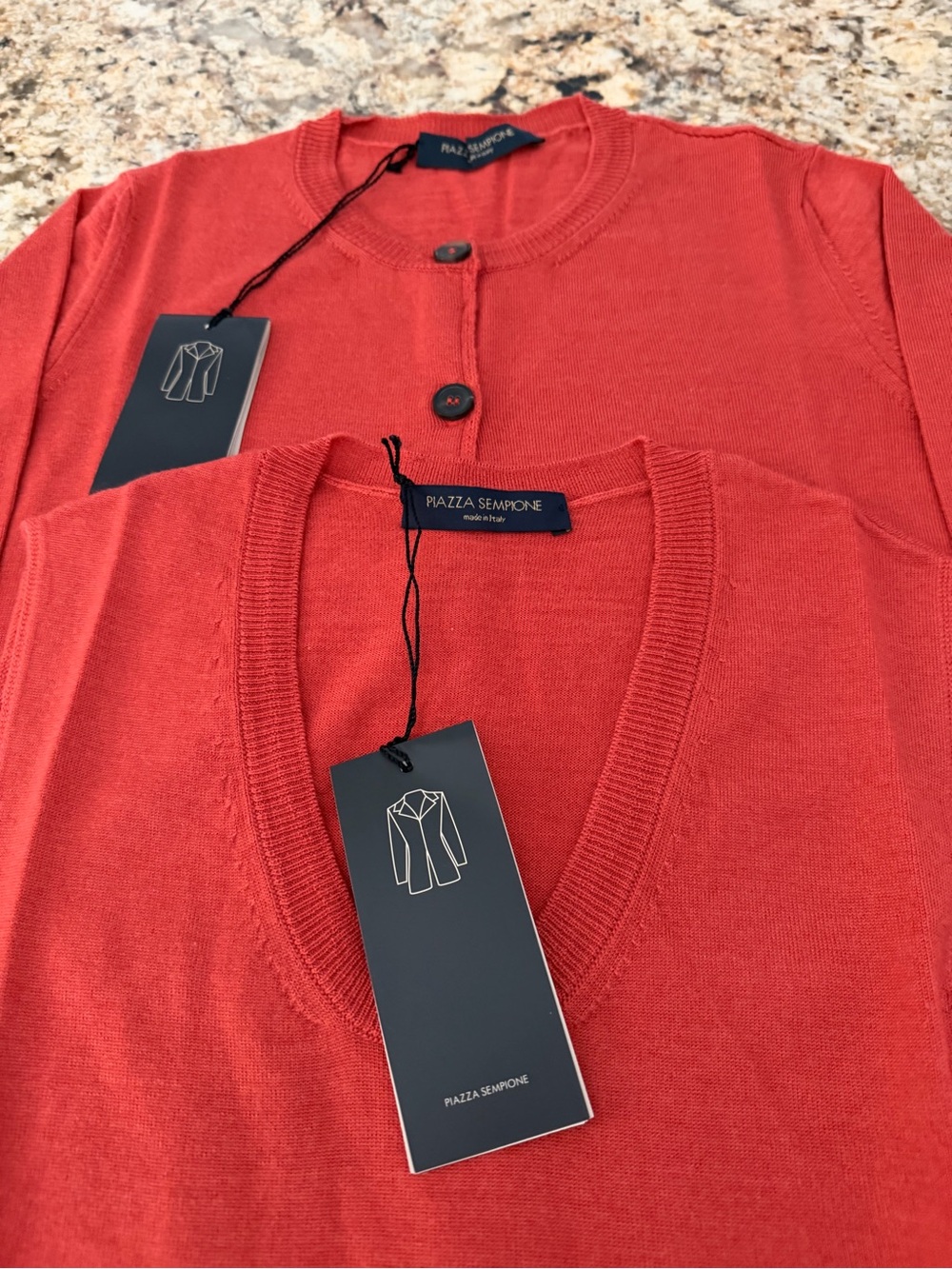 Piazza Sempione Men's Coral-Red Button Cardigan